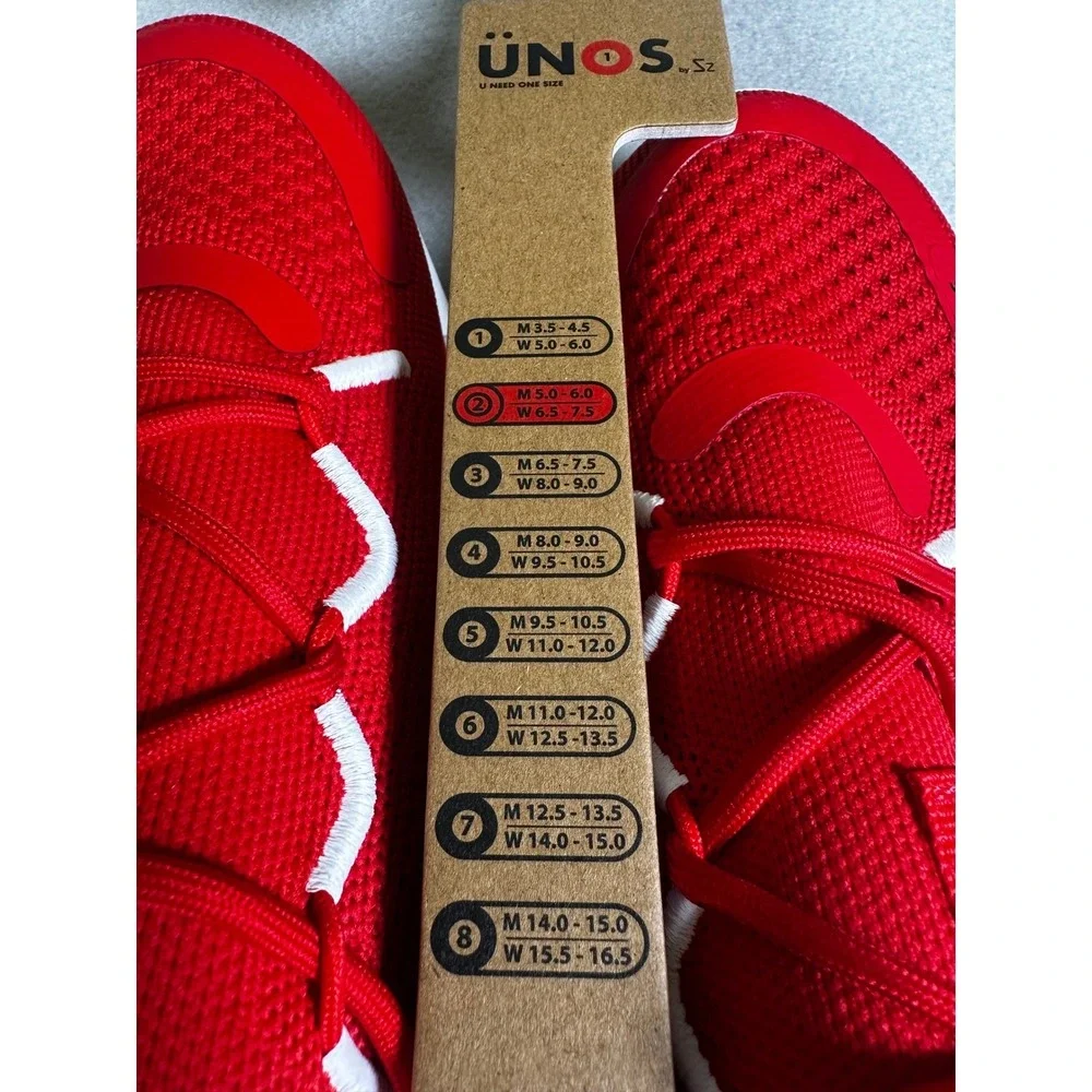 Unos Neillium Red Sneakers Men 5-6 Women 6.5-7.5 Athletic Running‎ Shoes Lace Up
